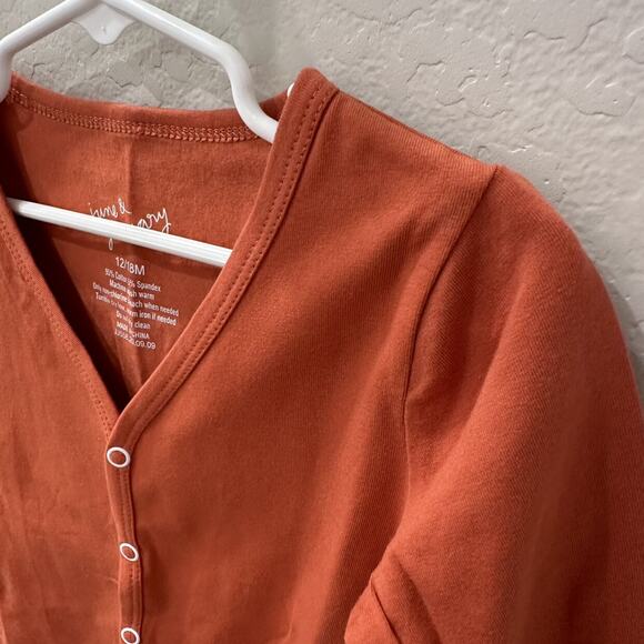 June & January Pumpkin Orange Snap Long Sleeve Shirt - Picture 2 of 5